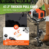 52cc 1450W petrol powered auger with two 6" and 10" auger heads and 3 extension poles